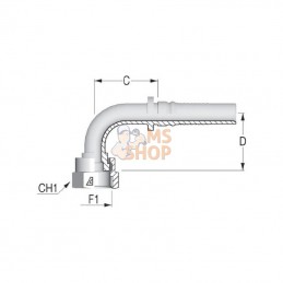 DAVH202390; ALFAGOMMA; Raccord 4SH-DN20-1"7/16ORFS90°; pièce detachée