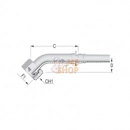 DKOSH203645; ALFAGOMMA; Raccord à sertir 4SH-DN20-25S-M36x2,0-45°; pièce detachée