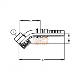 DKOSH203645; ALFAGOMMA; Raccord à sertir 4SH-DN20-25S-M36x2,0-45°; pièce detachée