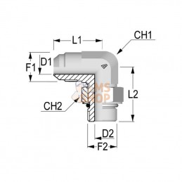 KIU1212; ALFAGOMMA; Raccord coude male JIC/UNF 3/4 - 3/4; pièce detachée