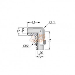 KIOM1114; ALFAGOMMA; Elbow ORFS 11/16"xM14; pièce detachée