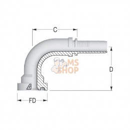PA6790; ALFAGOMMA; Raccord DN06-7/16 JIC 90°; pièce detachée