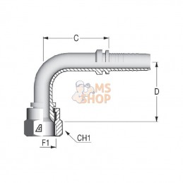 PA201790L; ALFAGOMMA; Raccord DN20-1"1/16 JIC 90° long; pièce detachée