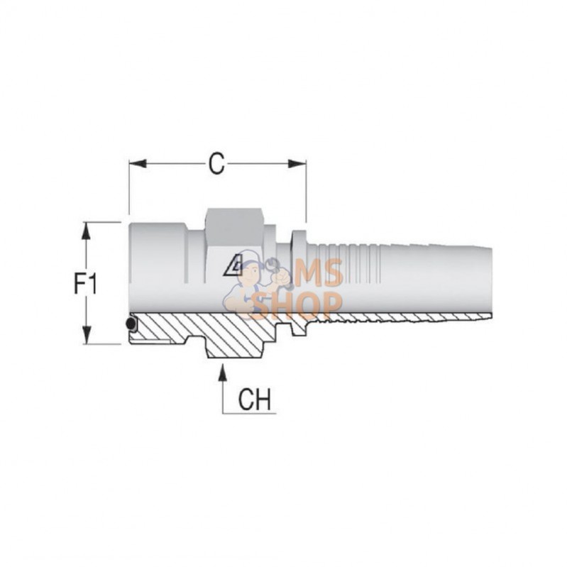 PCV3227; ALFAGOMMA; Raccord DN32-1"11/16 ORFS; pièce detachée