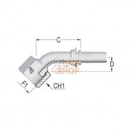PAV322745; ALFAGOMMA; Raccord DN32-1"11/16 ORFS 45°; pièce detachée