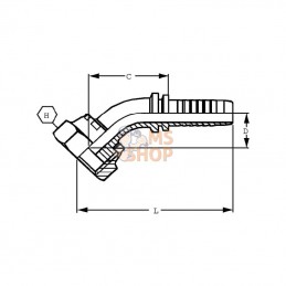 PAV322745; ALFAGOMMA; Raccord DN32-1"11/16 ORFS 45°; pièce detachée