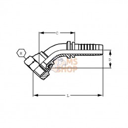 PA403045; ALFAGOMMA; Raccord DN40-1"7/8 JIC 45°; pièce detachée