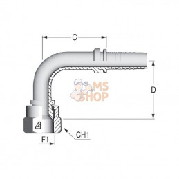 PA403090; ALFAGOMMA; Raccord DN40-1"7/8 JIC 90°; pièce detachée