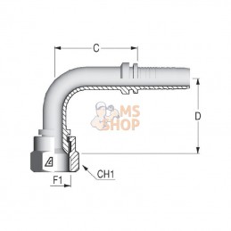 PA252190S; ALFAGOMMA; Raccord DN25-1"5/16 JIC 90° court; pièce detachée