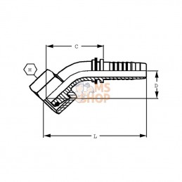 PGLO324545; ALFAGOMMA; Raccord DN32-M45x200-35L 45°; pièce detachée