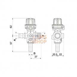 9620522; ARAG; Régulateur de pression 1/2"x13 mm embout; pièce detachée
