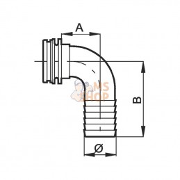 460135; ARAG; Raccord de flexible 90° 35 mm; pièce detachée