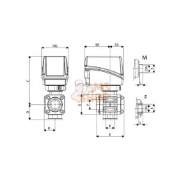 853K24A44; ARAG; Vanne électrique à boisseau sphérique 3 voies 1" F; pièce detachée