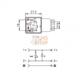 SPKA132D54T9; ATAM/CNE; Fiche DC+LED KA132D54T9; pièce detachée