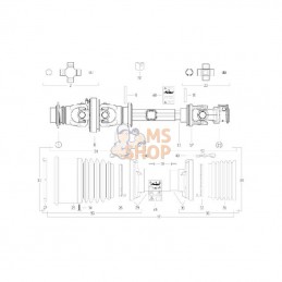 CS2R121CEWR7007; BONDIOLI&PAVESI; Arbre de transmission grand angle S2 L : 1210mm, Bondioli&Pavesi; pièce detachée