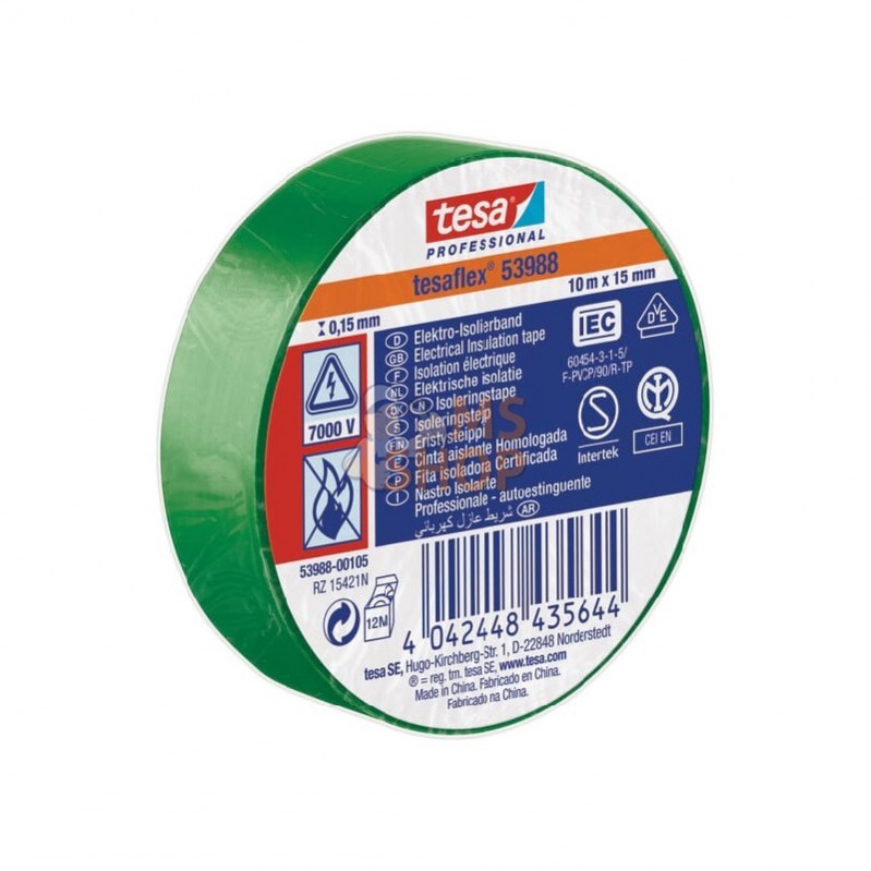 T539880004600; AUTRE MARQUE; Ruban isolant électrique en PVC souple, vert, 20m x 19mm TesaFLEX®; pièce detachée T539880004600; AUTRE MARQUE; Ruban isolant électrique en PVC souple, vert, 20m x 19mm TesaFLEX®; pièce detachée