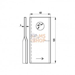 5385VN99358699KR; AUTRE MARQUE; Mower blade left 120 x 48 x 4, Ø 18,5; pièce detachée