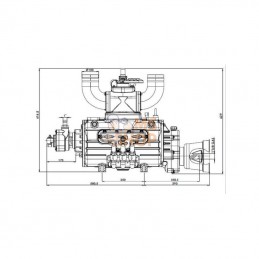 KPSB490HRA100; BATTIONI PAGANI; Entraînement hydraulique de pompe à vide 13520 l/min avec lubrification automatique et Ballast B