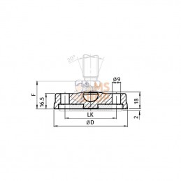 LEV3080L; FATH; Embase pour Pied de Nivellement Polyamide; pièce detachée