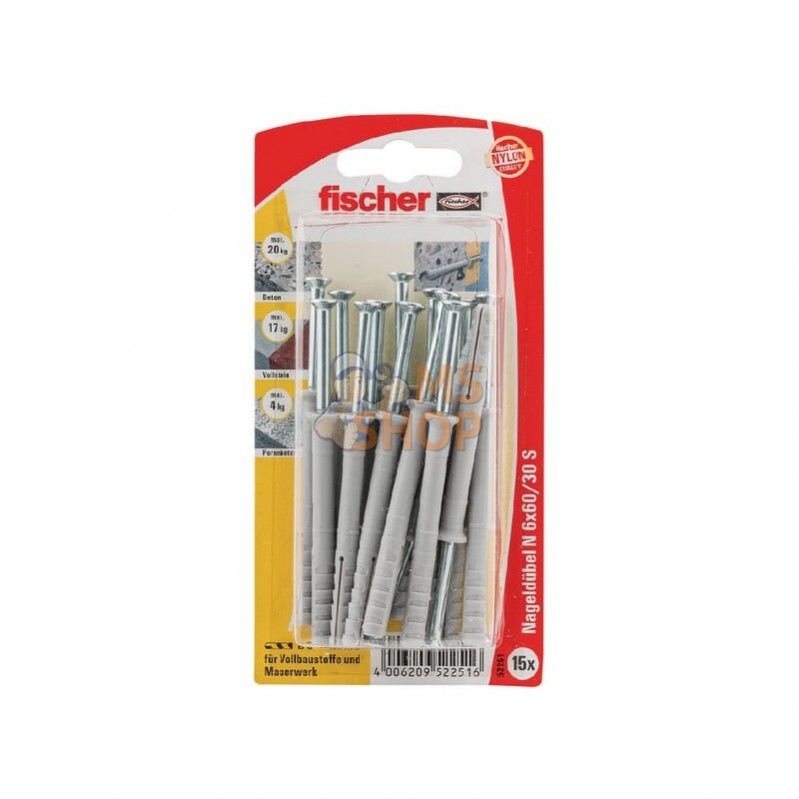 N660ZK; FISCHER; Cheville à clouer avec vis Fischer; pièce detachée N660ZK; FISCHER; Cheville à clouer avec vis Fischer; pièce detachée