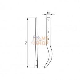 51404000044; FARMET; Corps de charrue 750 mm, Farmet; pièce detachée