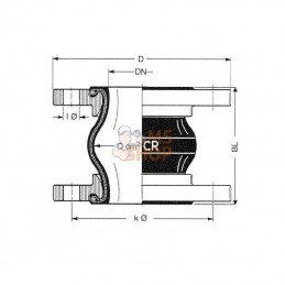 ERVCR200; ELAFLEX; Caoutchouc kompensator Ø200 mm; pièce detachée