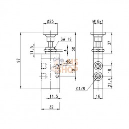 338910; CAMOZZI; Distributeur 3/2, push/pull; pièce detachée