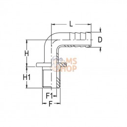 8011301; GEOLINE; Embout 90° 25 mm x 1 1/4" M; pièce detachée