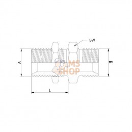 VNBSE08; BURNETT & HILLMAN; Raccord cloison lg M/M 1/2"BSP; pièce detachée