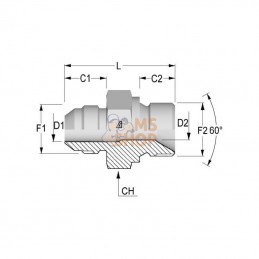 RIB0806; BURNETT & HILLMAN; Union male UNF/BSP 1/2 - 3/8; pièce detachée