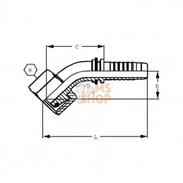 PGSO132245; DIETZEL; Raccord DN13-M22x150-14S 45°; pièce detachée