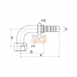 12GS12FFORX90M; GATES; Racc. à sertir DN20-1"3/16 SAE 90°; pièce detachée