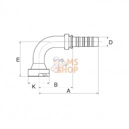12GS16FLC90068; GATES; Raccord à sertir 90° DN20-47,6 utilisable pour CAT; pièce detachée