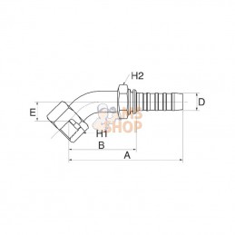 12GS12FFORX45S; GATES; Racc. à sertir DN20-1"3/16 SAE 45°; pièce detachée