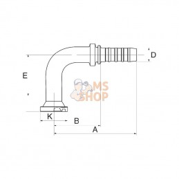 12GS12FL90150; GATES; Racc. à sertir DN20+38,1 bride 90°; pièce detachée