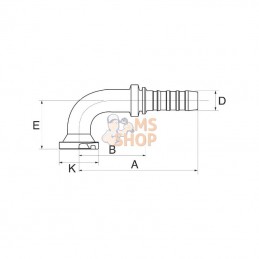 12GS16FL90S; GATES; Racc. à sertir DN20+44,5 bride 90°; pièce detachée