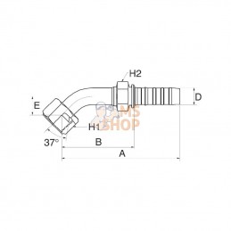 12GS12FJX45S; GATES; Racc. à sertir DN20-1"1/16 JIC 45°; pièce detachée