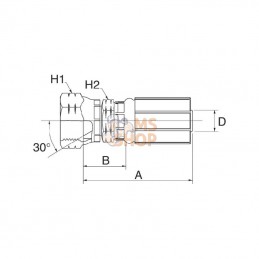 4G4FKX; GATES; Raccord à sertir DN6-M14x1,5 Komatsu; pièce detachée