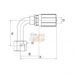4G8FFORX90L; GATES; Racc. à sertir 90° DN6-13/16 ORFS; pièce detachée