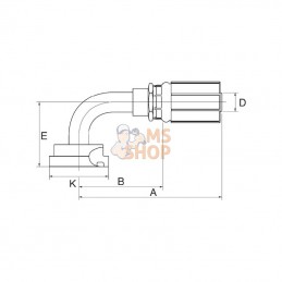 10G12FL90M; GATES; Racc. à sertir DN16+3/4 bride 90°; pièce detachée
