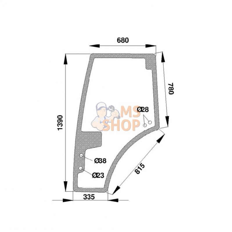 H816810030330N; KRAMP; Vitre de porte; pièce detachée