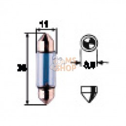 GL122110; SAFRA; Ampoule 11x38mm 12V-10W -SV8,5; pièce detachée