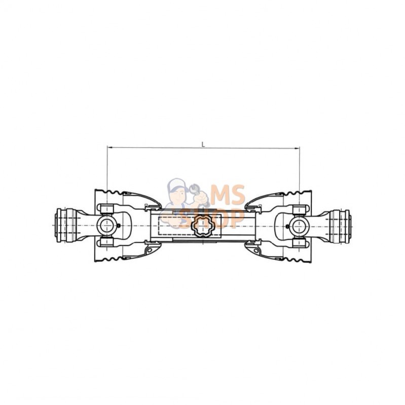 V801210ENC12B04; COMER; Cardan limiteur à boulon V80 L: 1210mm, Comer; pièce detachée V801210ENC12B04; COMER; Cardan limiteur à boulon V80 L: 1210mm, Comer; pièce detachée