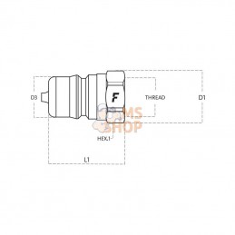 HNV1438SAEM; FASTER; Coupleur mâle HNV 9/16" UNF; pièce detachée