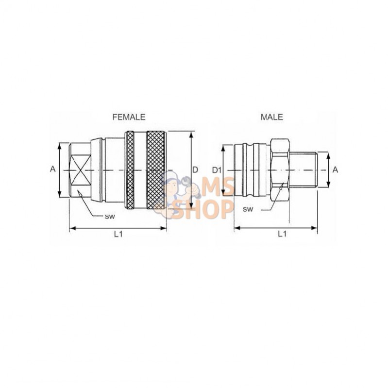 VF11815MT; FASTER; Valve de freinage mâle M18x150; pièce detachée