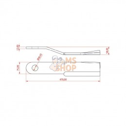 484075DN; KRAMP; Lame de gyrobroyeur courbé 75x470 D.; pièce detachée