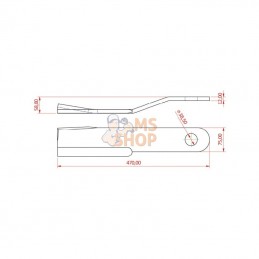 484075GN; KRAMP; Lame de gyrobroyeur courbé 75x470 G.; pièce detachée