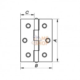 0960150302300; UNBRANDED; Charnière d'angle 76x21mm; pièce detachée