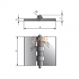 HS300604; UNBRANDED; Charnière á souder 40 x 40 x 6 x 8 mm; pièce detachée