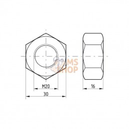 93420B; KRAMP; Écrou hexagonal DIN934 M20x2.50 Acier classe 8 Kramp; pièce detachée